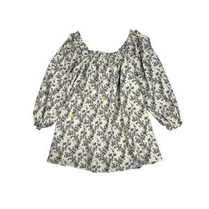 NWT Landry Kate Trinity Mini Dress Large Beige Black Floral Balloon Sleeve Lined